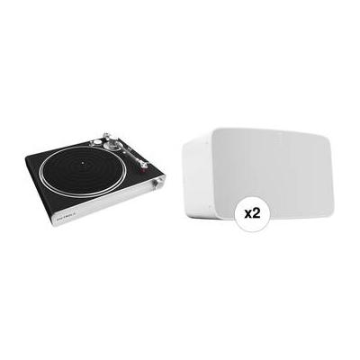 Victrola Stream Carbon Turntable with a Pair of White Sonos Five Speakers Kit VPT-3000-BSL