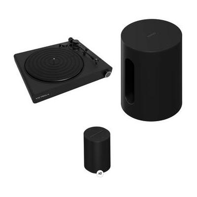 Victrola Stream Onyx Turntable with a Pair of Black Sonos ERA 100s and Sonos Sub Kit VPT-2000-BLK-ORT