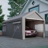 Thanaddo 10 Ft. W x 20 Ft. D Carport Galvanized Steel Portable Garage Storage Shed Canopy Metal in Gray | 109 H x 120 W x 240 D in | Wayfair