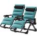 JTANGL 2 Pack Zero Gravity Chair, Adjustable Reclining Lounge Chair w/ Cushion, Headrest, Cup Holder Metal in Green/Blue | Wayfair