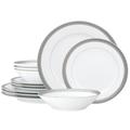 Noritake Crestwood 12-Piece Dinnerware Set, Service For 4 Porcelain/Ceramic in Gray/White | Wayfair 4166-12H