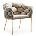 Everly Quinn Nikolus Unfinished Velvet Solid Back Arm Chair Upholstered/Velvet in Gray | 32.12 H x 26.12 W x 23.12 D in | Wayfair