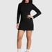 Women's PINK Stretch Cotton Long-Sleeve Mock-Neck Dress