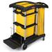 Rubbermaid FG9T7300 BLA Janitor Cart w/ Tub Accommodation, Black/Yellow, 48.25" x 22" x 44"