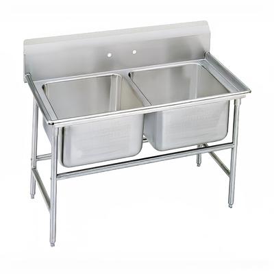 Advance Tabco 9-22-40 54" 2 Compartment Sink w/ 20"L x 20"W Bowl, 12" Deep, Stainless Steel
