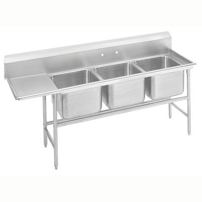 Advance Tabco 9-23-60-24L 95" 3 Compartment Sink w/ 20"L x 20"W Bowl, 12" Deep, Stainless Steel