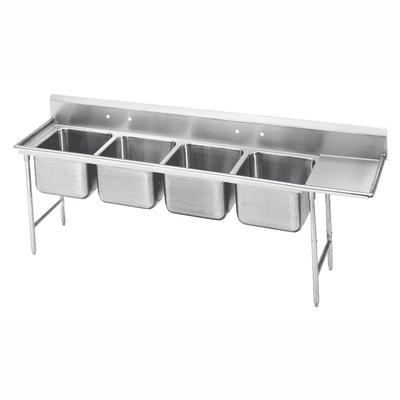 Advance Tabco 9-24-80-24R 117" 4 Compartment Sink w/ 20"L x 20"W Bowl, 12" Deep, Stainless Steel