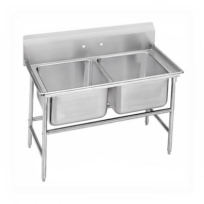 Advance Tabco 93-22-40 54" 2 Compartment Sink w/ 20"L x 20"W Bowl, 12" Deep, Stainless Steel