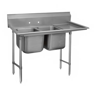 Advance Tabco 93-22-40-24R 73" 2 Compartment Sink w/ 20"L x 20"W Bowl, 12" Deep, Stainless Steel