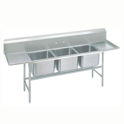 Advance Tabco 93-23-60-36RL 139" 3 Compartment Sink w/ 20"L x 20"W Bowl, 12" Deep, Stainless Steel