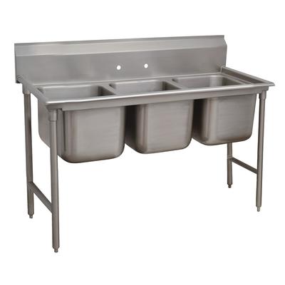 Advance Tabco 93-3-54 64" 3 Compartment Sink w/ 16"L x 20"W Bowl, 12" Deep, Stainless Steel