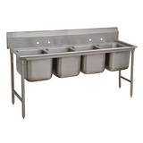 Advance Tabco 93-4-72 Regaline 83" 4 Compartment Sink w/ 16"L x 20"W Bowl, 12" Deep, Stainless Steel