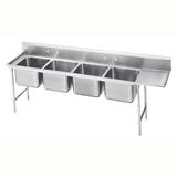 Advance Tabco 93-4-72-24R 101" 4 Compartment Sink w/ 16"L x 20"W Bowl, 12" Deep, Stainless Steel