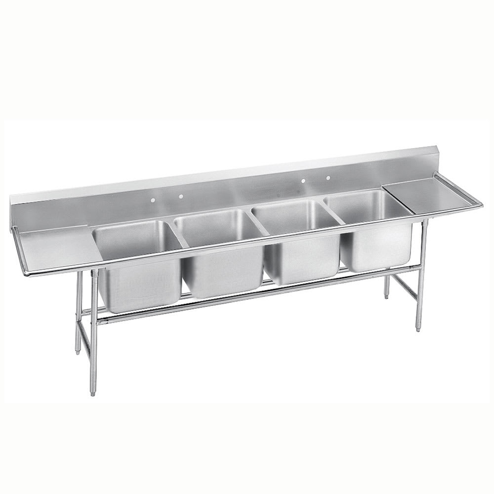 Advance Tabco 93-4-72-24RL 122" 4 Compartment Sink w/ 16"L x 20"W Bowl, 12" Deep, Stainless Steel