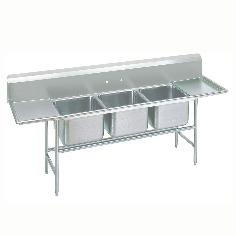 Advance Tabco 9-3-54-24RL 103" 3 Compartment Sink w/ 16"L x 20"W Bowl, 12" Deep, Stainless Steel