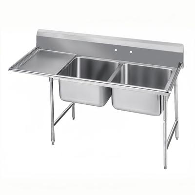 Advance Tabco 94-22-40-24L 73" 2 Compartment Sink w/ 20"L x 20"W Bowl, 14" Deep, Stainless Steel