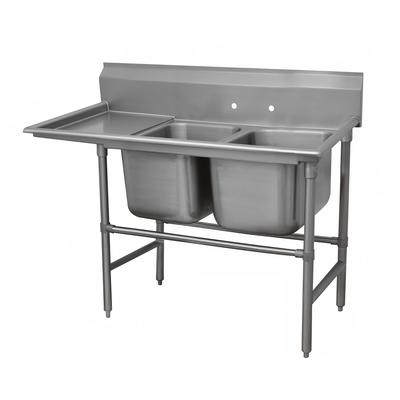 Advance Tabco 94-2-36-24L 65" 2 Compartment Sink w/ 16"L x 20"W Bowl, 14" Deep, Stainless Steel