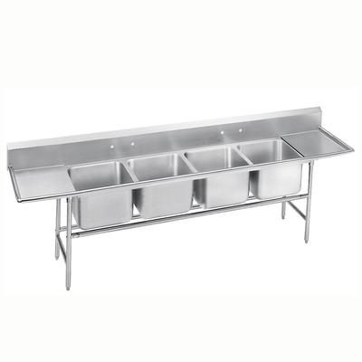 Advance Tabco 94-24-80-18RL 126" 4 Compartment Sink w/ 20"L x 20"W Bowl, 14" Deep, Stainless Steel