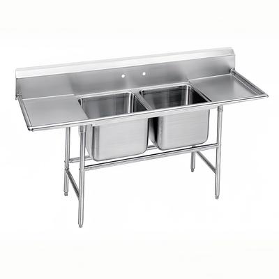 Advance Tabco 94-42-48-24RL 101" 2 Compartment Sink w/ 24"L x 24"W Bowl, 14" Deep, Stainless Steel