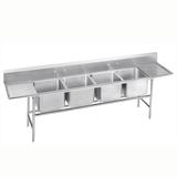 Advance Tabco 9-4-72-36RL Regaline 146" 4 Compartment Sink w/ 16"L x 20"W Bowl, 12" Deep, Stainless Steel