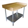 Advance Tabco BS-365 60" Maple Top Bakers Table w/ 4" Splash & Undershelf, 36"D, Stainless Steel