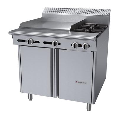 Garland C36-2S LP 36" 2 Burner Commercial Gas Range w/ Griddle & Storage Base, Liquid Propane, Stainless Steel, Gas Type: LP