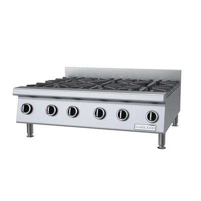 Garland GTOG36-6 LP 36" Gas Hotplate w/ 6 Burners & Manual Controls, Liquid Propane, Stainless Steel, Gas Type: LP