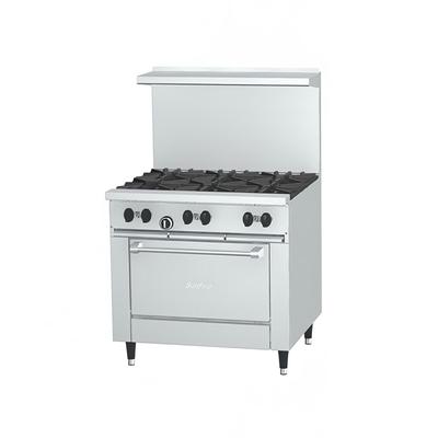 Garland X36-6R 0086 LP 36" 6 Burner Sunfire Commercial Gas Range w/ Standard Oven, Liquid Propane, 6 Burners, 30,000 BTU, Oven Base, Stainless Steel, Gas Type: LP