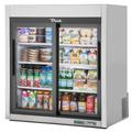 True GDM-09-SQ-S-HC-LD 36" Countertop Refrigerator w/ Front Access - Sliding Doors, Stainless, 115v, Silver | True Refrigeration