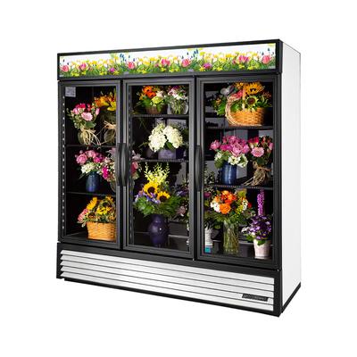 True GDM-72FC-HC~TSL01 WHT 3 Section Floral Cooler w/ Swinging Door - White, 115v | True Refrigeration