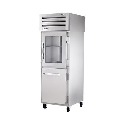 True STR1RPT-1HG/1HS-1S-HC 27 1/4" 1 Section Pass Thru Refrigerator, 1 Glass Door, 1 Solid Doors, Right Hinge, 115v, Silver | True Refrigeration