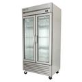 True T-35G-HC~FGD01 39 3/5" 2 Section Reach In Refrigerator, (2) Left/Right Hinge Glass Doors, 115v, 6 PVC Coated Shelves, Silver | True Refrigeration