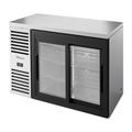 True TBR48-RISZ1-L-S-11-1 48" Bar Refrigerator - Sliding Glass Doors, Stainless, 115v, LED Lighting, Left Mounted, Silver | True Refrigeration