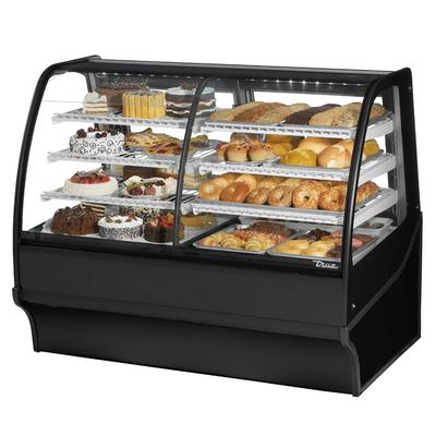 True TDM-DZ-59-GE/GE-B-W 59 1/4" Full Service Dual Zone Bakery Case w/ Curved Glass - (4) Levels, 115v, Black | True Refrigeration