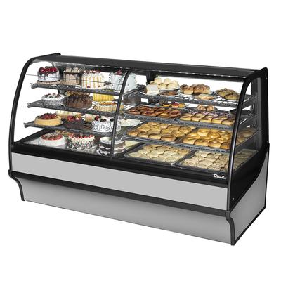True TDM-DZ-77-GE/GE-S-S 77 1/4" Full Service Dual Zone Bakery Case w/ Curved Glass - 4 Levels, 115v, Silver | True Refrigeration