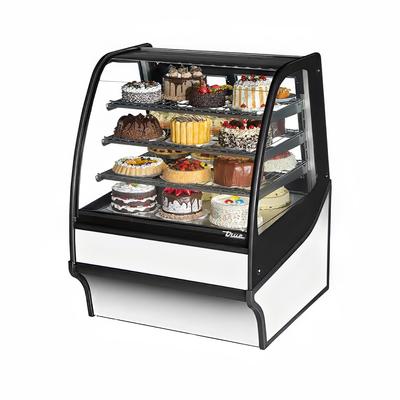 True TDM-R-36-GE/GE-S-W 36 1/4" Full Service Bakery Case w/ Curved Glass - (4) Levels, 115v, Silver | True Refrigeration