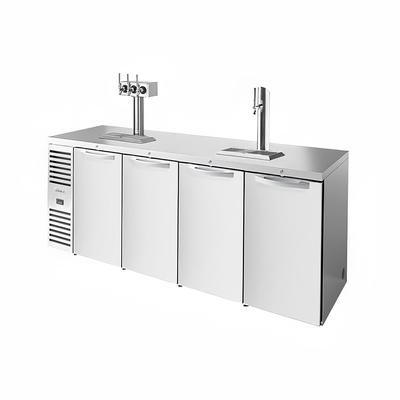 True TDR92-RISZ1-L-S-SSSS-1 92" Kegerator Commercial Beer Dispenser, 4 Keg Capacity - 2 Column, Stainless, 115v, 4 Section, Stainless Steel