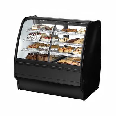 True TGM-DZ-48-SC/SC-B-W 48 1/4" Full Service Dual Zone Bakery Case w/ Curved Glass - 4 Levels, 115v, 48"W, Black | True Refrigeration