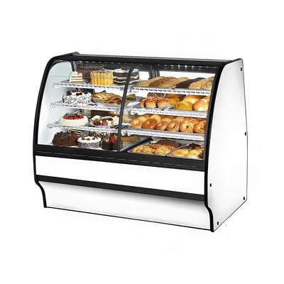 True TGM-DZ-59-SC/SC-W-W 59 1/4" Full Service Dual Zone Bakery Case w/ Curved Glass - 4 Levels, 115v, White | True Refrigeration