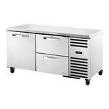 True TUC-67D-2-HC~SPEC3 67" W Undercounter Refrigerator w/ (2) Sections, (2) Drawers & (1) Door, 115v, Silver | True Refrigeration