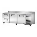 True TWT-93D-2-HC 93" Worktop Refrigerator w/ (3) Sections & (2) Drawers, 115v, Silver | True Refrigeration