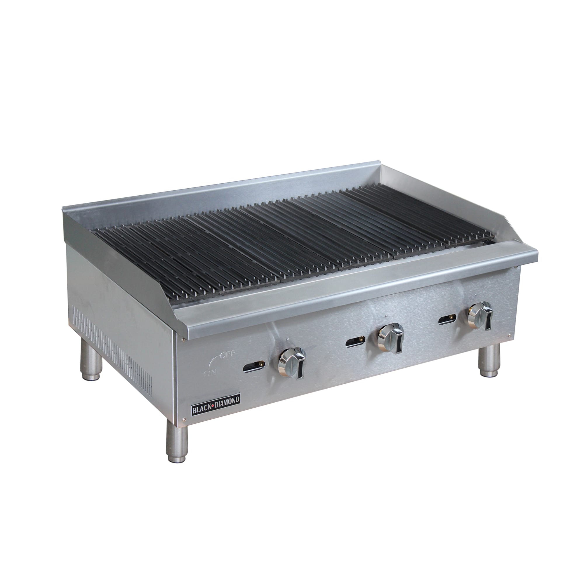 Black Diamond BDECTC-36 36" Countertop Charbroiler - Standard, 90,000 BTU, Stainless Steel, Natural Gas, Cast Iron Burners, Gas Type: NG