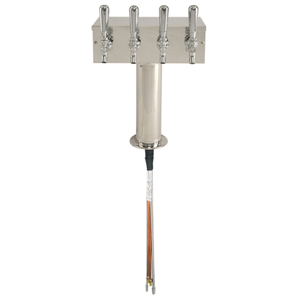 Micro Matic D7744PSSKR Countertop T Style Draft Beer Tower w/ 4 Faucets - Glycol Cooled, Stainless Steel