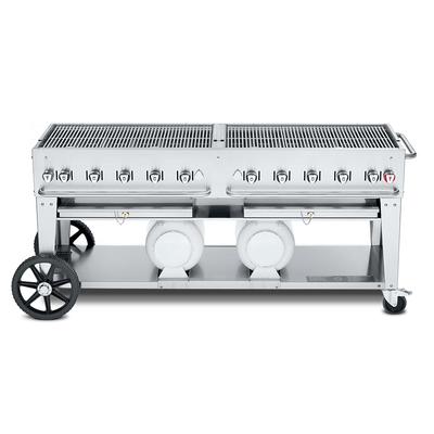 Crown Verity CV-CCB-72-LP 70" Mobile Gas Commercial Outdoor Grill w/ Gas Tank Support, Liquid Propane, 10 Burners, Stainless Steel, Gas Type: LP