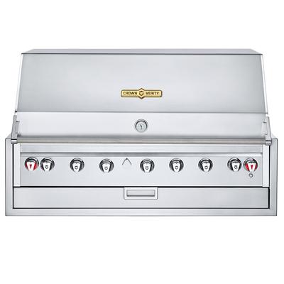 Crown Verity IBI48 LP 48" Built In Commercial Outdoor Charbroiler w/ 7 Burners - Roll Dome, Liquid Propane, Stainless Steel, Gas Type: LP