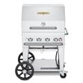 Crown Verity CV-MCB-30RDP-LP 28" Mobile Gas Commercial Outdoor Charbroiler w/ Roll Dome, Liquid Propane, 28" x 21" Grill Area, Stainless Steel, Gas Type: LP