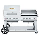 Crown Verity CV-MCB-60RGP-NG 58" Mobile Gas Commercial Outdoor Charbroiler w/ Griddle, Natural Gas, Stainless Steel, Gas Type: NG