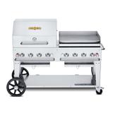Crown Verity CV-MCB-60SI50/100-RGP 58" Mobile Gas Commercial Outdoor Charbroiler w/ Griddle, Liquid Propane, LP, Stainless Steel, Gas Type: LP