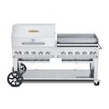 Crown Verity CV-MCB-72RGP-LP 70" Mobile Gas Commercial Outdoor Charbroiler w/ Griddle, Liquid Propane, Stainless Steel, LP Gas, Gas Type: LP