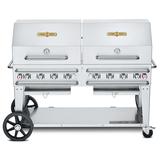 Crown Verity CV-RCB-60RDP-SI-BULK Pro Series 58" Mobile Gas Commercial Outdoor Grill w/ Roll Domes, Liquid Propane, 8 Burners, LP Gas, Stainless Steel, Gas Type: LP